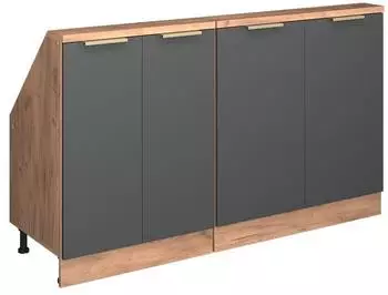 VICCO R-Line K&uuml;chenschrank f&uuml;r Dachschr&auml;gen anthrazit-gold, 140cm, 2er-Set (60607)