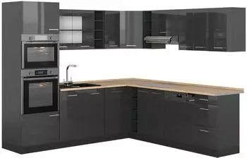 VICCO R-Line Eckk&uuml;che Anthrazit Hochglanz/Anthrazit 247x237cm (53778)