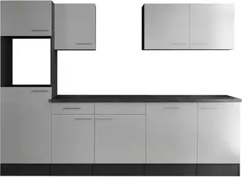 Respekta Oliver Küchenzeile Leerblock grau matt/weiß 280cm
