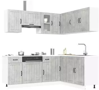 vidaXL K&uuml;chenschrank-Set Kalmar 11-tlg. betongrau Holzwerkstoff (3314945)