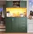 OKWISH Buffetschrank mit LED-Beleuchtung, 4 Türen & 2 Schubladen, grün, 120x40x188cm