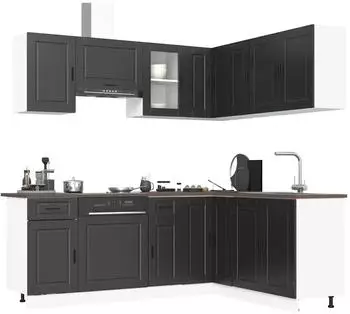 vidaXL Küchenschrank-Set Porto 11-tlg. schwarz Holzwerkstoff (3314962)