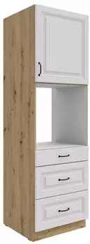 K&uuml;chenpreis-Bombe Stilo Backofen-Hochschrank 60cm mit Schubladen, wei&szlig;/Eiche Artisan