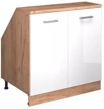 VICCO Rion Dachschr&auml;genschrank wei&szlig; Hochglanz/Honigeiche, 2 T&uuml;ren, 80x81,6cm (60543)