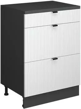 VICCO R-Line K&uuml;chenschrank wei&szlig; Riffel, 60cm, 3 Schubladen (61708)