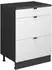 VICCO R-Line Küchenschrank weiß Riffel, 60cm, 3 Schubladen (61708)