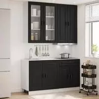 vidaXL K&uuml;cheneinheit PORTO 4 stk. Schwarz Holzwerkstoff
