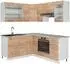 VICCO Fame-Line Eckküche L-Form 190x160cm, Goldkraft Eiche/Weiß, AP Marmor (42771)