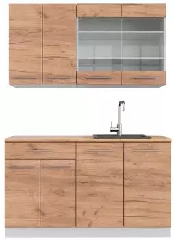 VICCO Fame-Line K&uuml;chenzeile Goldkraft Eiche/wei&szlig; 140cm