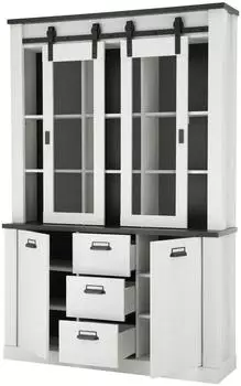Furn.Design Stove Buffetschrank Pinie wei&szlig;/anthrazit, 133x201cm (800001009100)