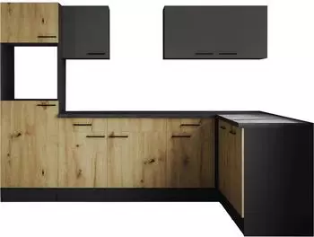 Respekta Oliver Winkelk&uuml;che grau matt, Granitoptik-Arbeitsplatte, 280x172cm
