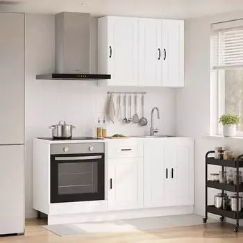 vidaXL Porto K&uuml;cheneinheit 5-tlg., wei&szlig;, Holzwerkstoff (3438275)