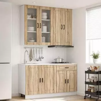 vidaXL Porto K&uuml;cheneinheit 4-tlg. Sonoma-Eiche Holzwerkstoff (3438347)