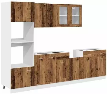 vidaXL Lyon 7-tlg. K&uuml;chenschrank-Set Altholz-Optik Holzwerkstoff (3328571)