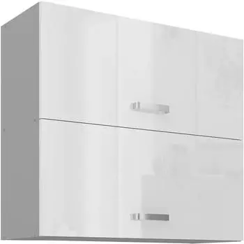 K&uuml;chenpreis-Bombe Bianca H&auml;ngeschrank 80 wei&szlig; Hochglanz + grau