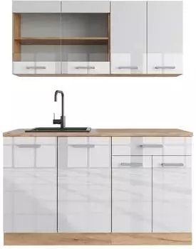 VICCO R-Line Single K&uuml;chenzeile Front wei&szlig; Hochglanz
