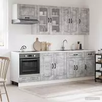 vidaXL K&uuml;cheneinheit KALMAR 8 pcs Betongrau Holzwerkstoff