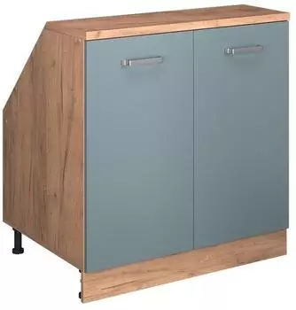VICCO Rion Dachschr&auml;genschrank 2 T&uuml;ren blaugrau/Honigeiche 80x83,8x60cm (60198)