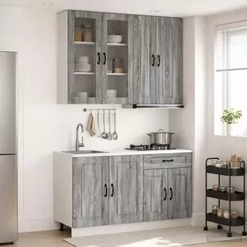 vidaXL KALMAR K&uuml;cheneinheit 4-tlg. Sonoma Grau Holzwerkstoff (3438311)