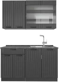 VICCO Fame-Line Singlek&uuml;che dunkelgrau 140cm ohne Arbeitsplatte (57253)