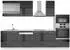 VICCO Fame-Line Küchenzeile 300cm mit Hochschrank, Anthrazit Hochglanz/Weiß, AP Marmor (42797)