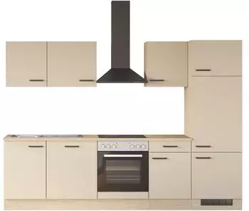 Flex-Well Creso K&uuml;chenzeile 280cm, Front kaschmir matt, Korpus Provence Oak (00013135)