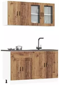 vidaXL K&uuml;chenschrank-Set Porto 4-tlg. Altholz-Optik (3314879)