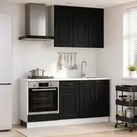 vidaXL K&uuml;cheneinheit KALMAR 5 stk. Schwarz Holzwerkstoff