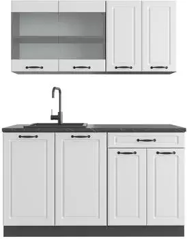 VICCO R-Line K&uuml;chenzeile 140cm wei&szlig; Landhaus/anthrazit, ohne Arbeitsplatte (36652)