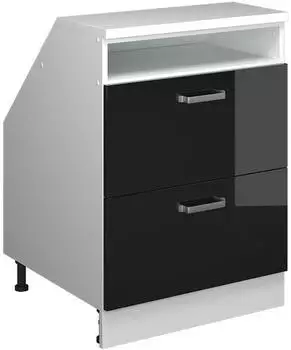 VICCO Rion Dachschr&auml;genschrank 2 Schubladen, schwarz hochglanz, 60x83,8x60cm (60499)