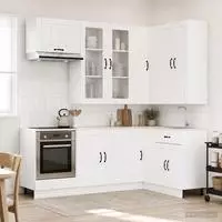 vidaXL K&uuml;cheneinheit LUCCA 8 stk. Wei&szlig; Holzwerkstoff