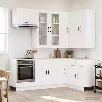 vidaXL LUCCA K&uuml;cheneinheit 8-teilig, wei&szlig;, Holzwerkstoff (3438477)