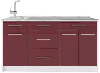 VICCO Fame-Line K&uuml;chenblock 150cm bordeaux hochglanz/wei&szlig; (43699)