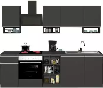 Web Furniture Domina modulare Einbauk&uuml;che 256cm, schwarz-grau (22720155)