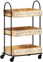 vidaXL K&uuml;chenwagen 3-stufig 46x30x76 cm Mango Massivholz