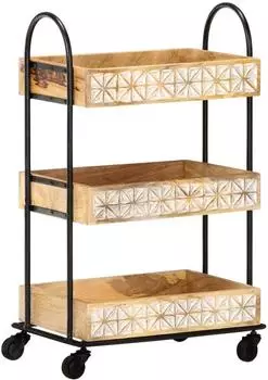 vidaXL K&uuml;chenwagen 3-stufig 46x30x76 cm Mango Massivholz (289093)