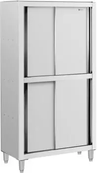 Royal Catering Hochschrank Edelstahl, Schiebetüren, 100x50x180cm (RCDC-100)
