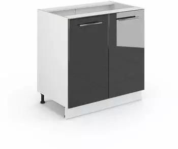 VICCO Fame-Line Midischrank anthrazit Hochglanz, 80x82cm, mit Regal (43522)