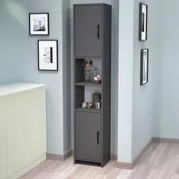 en.casa Rautrina Hochschrank 2 T&uuml;ren, 6 F&auml;cher, anthrazit, 35x180x30cm (800001409847)