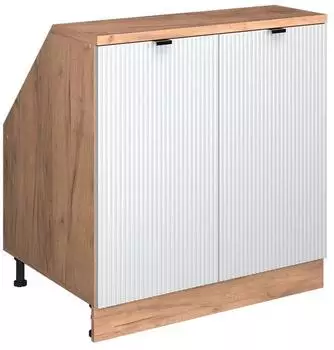 VICCO Rion Dachschr&auml;genschrank wei&szlig; Riffel/Honigeiche, 2 T&uuml;ren, 80x81,6cm (60161)