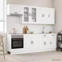 vidaXL Schrankset mit Schubladen mit Regal 8 pcs Wei&szlig; Holzwerkstoff