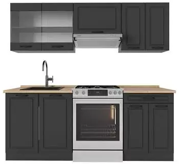 VICCO R-Line K&uuml;chenzeile 200cm ohne Arbeitsplatte, anthrazit Landhaus/anthrazit (53300)