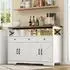 Stilvora Sideboard Landhausstil, 3 Schubladen, 2 Türen, MDF, 140×35×95cm (KABIHKQK7D72X)
