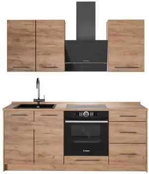 VICCO Fame-Line Singlek&uuml;che goldkraft Eiche, 190cm, ohne Arbeitsplatte (69645)