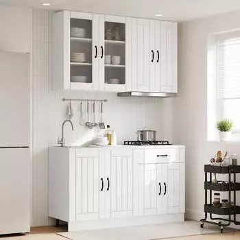 vidaXL K&uuml;cheneinheit Lucca 4-teilig, wei&szlig;, Holzwerkstoff (3438315)