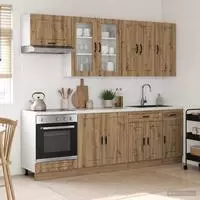 vidaXL K&uuml;cheneinheit PORTO 8 stk. Artisan-Eiche Holzwerkstoff