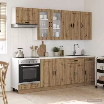 vidaXL Porto K&uuml;cheneinheit 8 Stk., Artisan-Eiche, Holzwerkstoff (3438182)