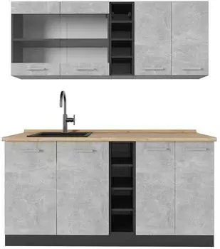 VICCO R-Line K&uuml;chenzeile beton/anthrazit, 160cm, ohne Arbeitsplatte (53592)