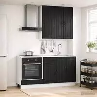 vidaXL K&uuml;cheneinheit LUCCA 5 stk. Schwarz Holzwerkstoff