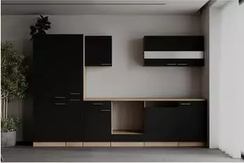 Respekta Merle Einbauk&uuml;che Leerblock Eiche S&auml;gerau/Schwarz 310cm